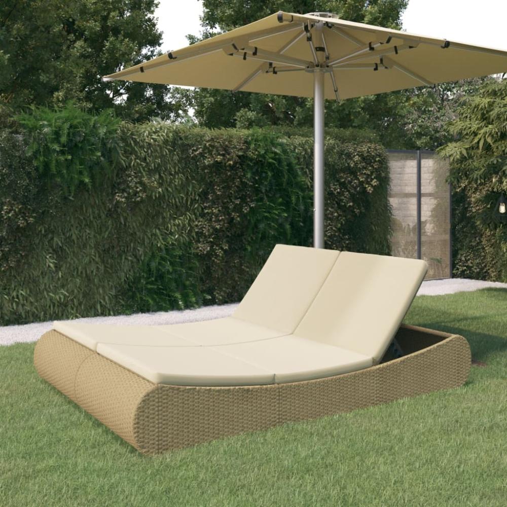 vidaXL Outdoor-Sonneninsel Poly Rattan Beige Bild 1