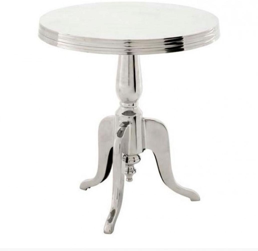 Casa Padrino Designer Luxus Beistelltisch Silver Höhe: 60 cm, Durchmesser 55 cm - Edelstahl Hocker - Nickel Finish Bild 1