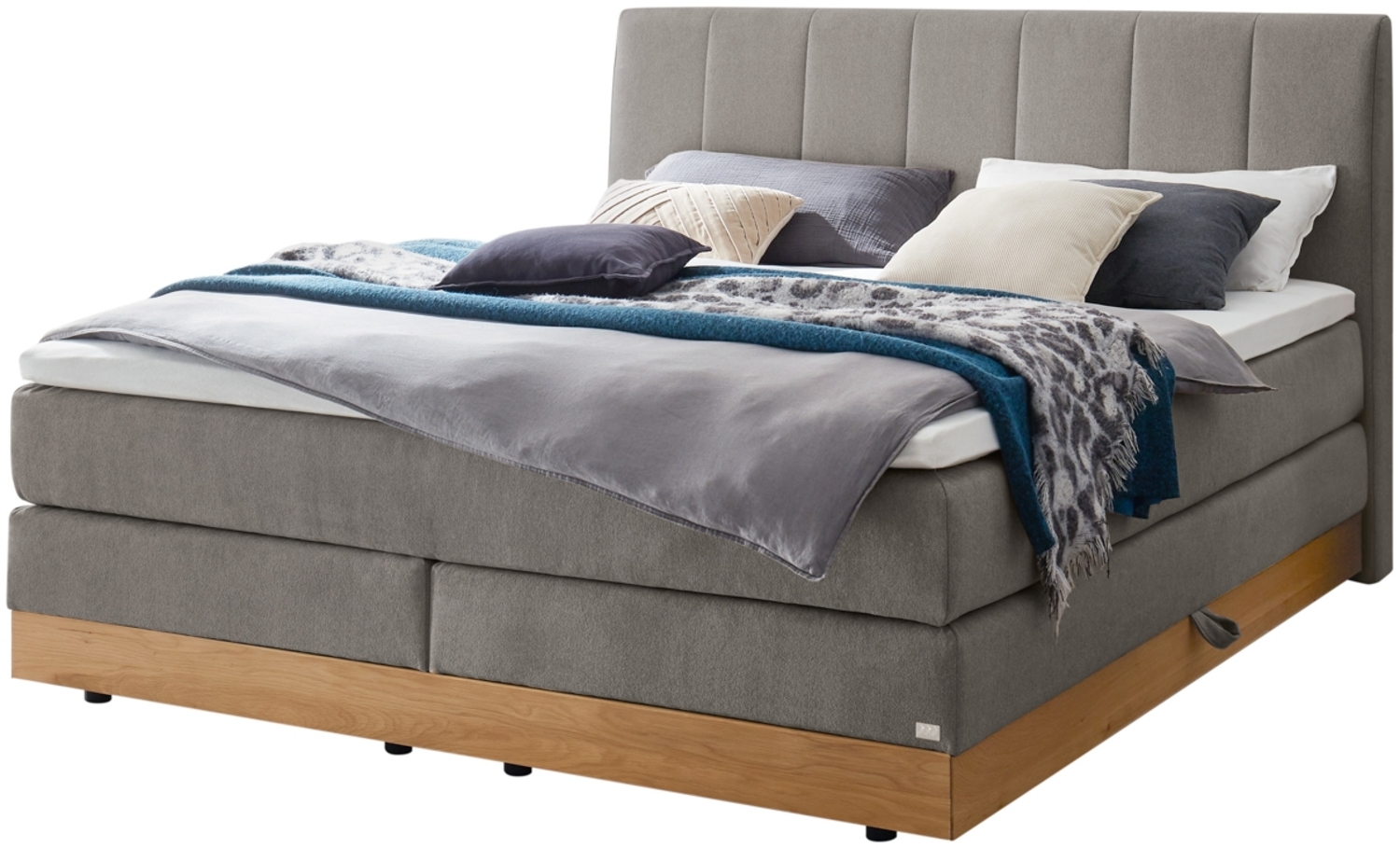 Pedrosa Boxspringbett grau Eiche Massivholz 215cm x 183cm x 115cm Bild 1