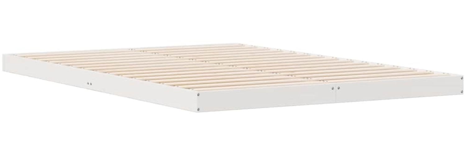 vidaXL Bodenbettrahmen Weiß 213,5 x 104 x 9 cm Massives Kiefernholz 869753 Bild 1