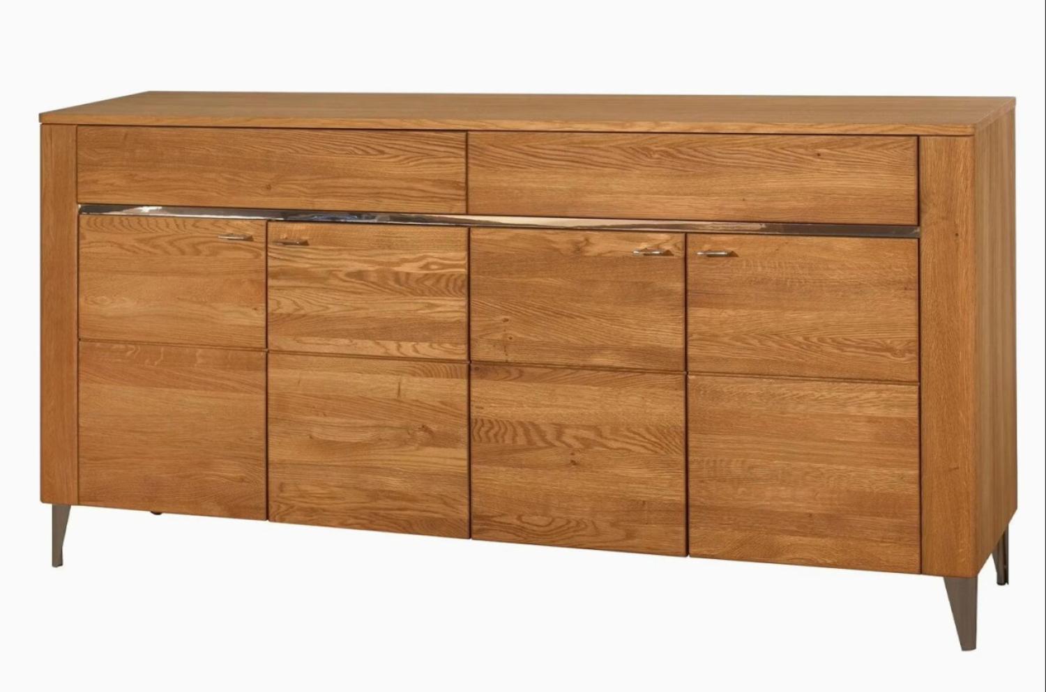 Sideboard Kommode Latina 180x42x91cm Honig Eiche teilmassiv 4-türig Bild 1