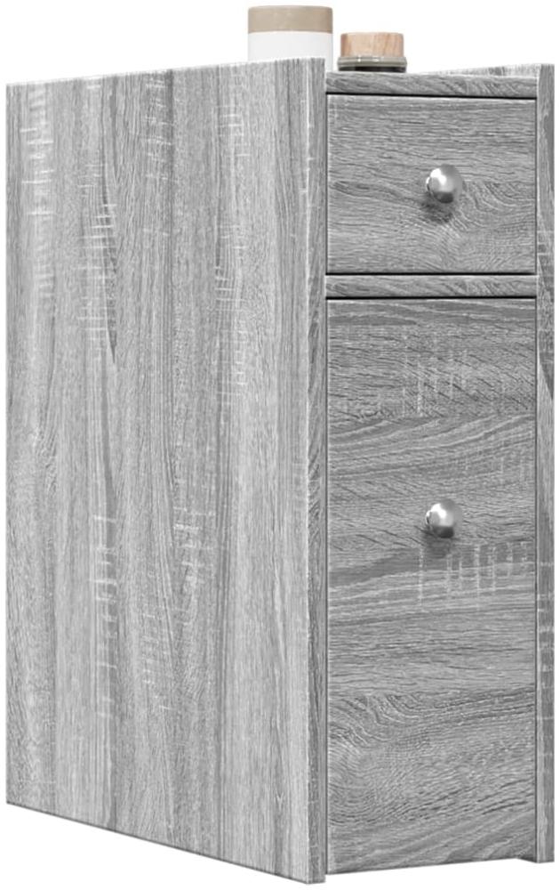 vidaXL Badschrank Schmal mit Rollen Grau Sonoma Holzwerkstoff 855291 Bild 1