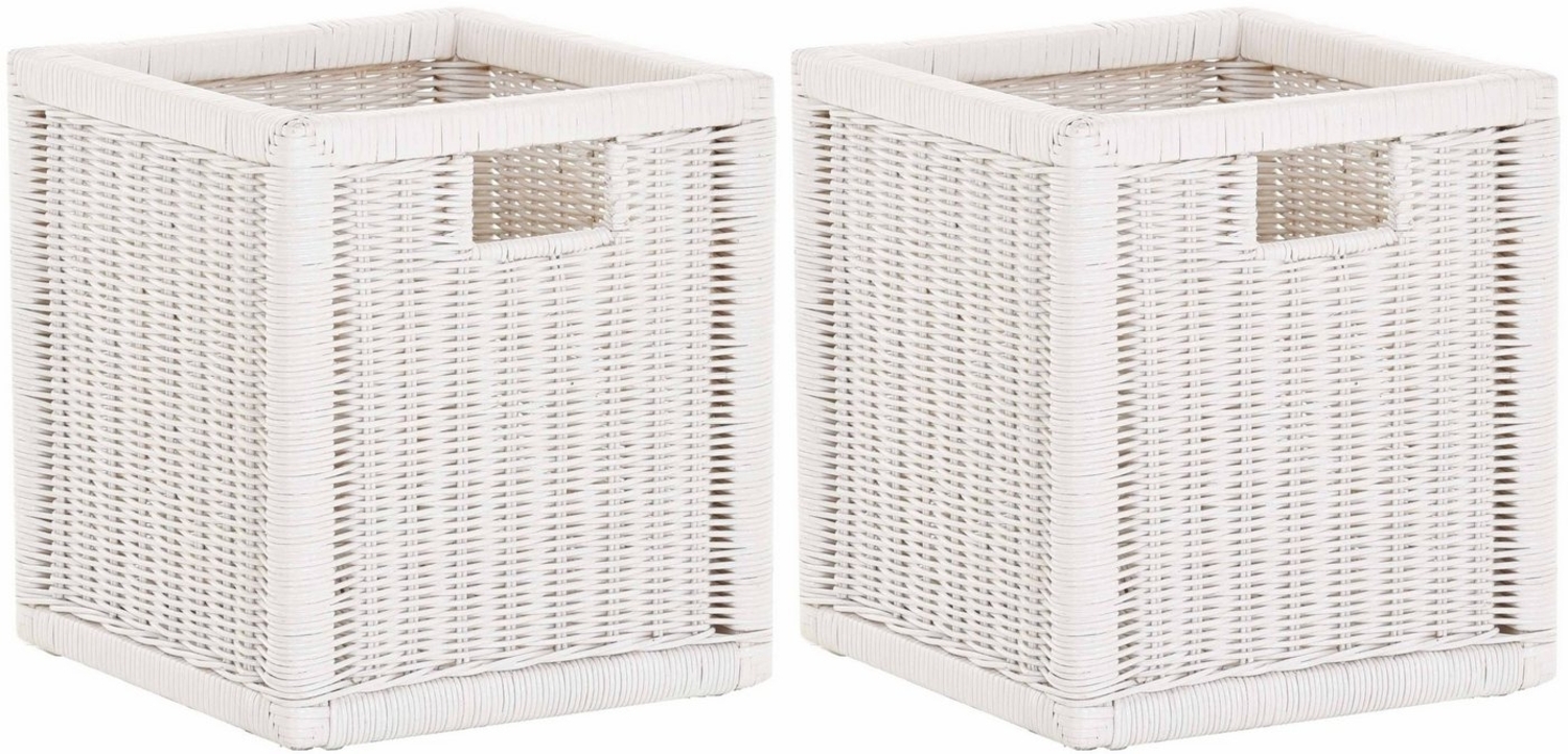 Krines Home Regalkorb Set/2 Regalkorb Aufbewahrungskorb geflochten Rattan (Quadratisch) (2-teiliges Set), Korbset Aufbewahrung Regal Schrankkorb Korb, ca. 28 x 29 x 30 cm Bild 1