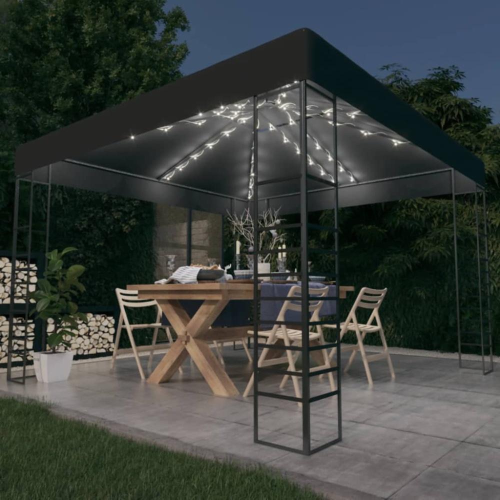 vidaXL Pavillon, Gartenzelt mit LED-Lichterkette, Anthrazit, 2,7 x 3 x 3 m Bild 1