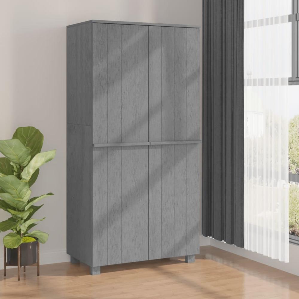 Kleiderschrank, Massivholz Kiefer, dunkelgrau, 89 x 50 x 180 cm Bild 1