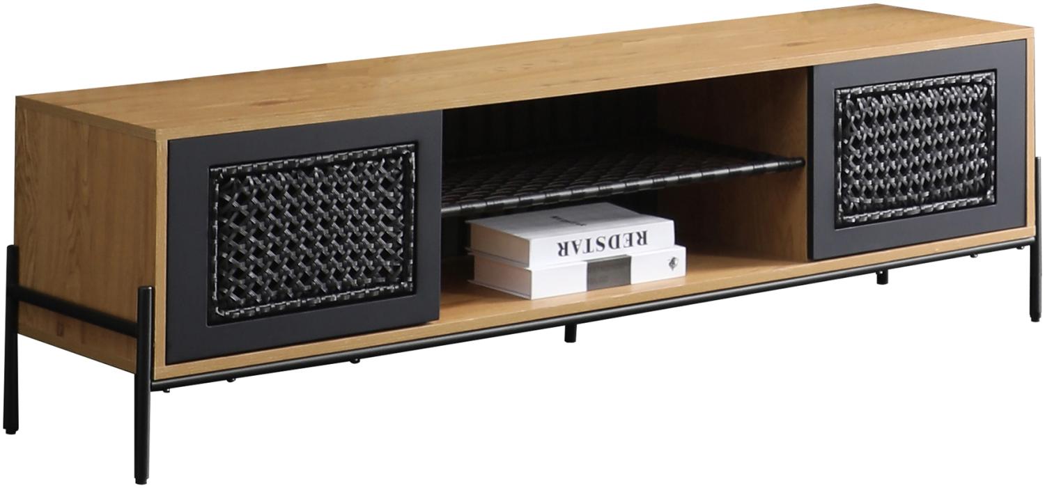 Lowboard Natur Schwarz Sideboard Kommode Fernsehschrank TV Hifi Schrank Bild 1