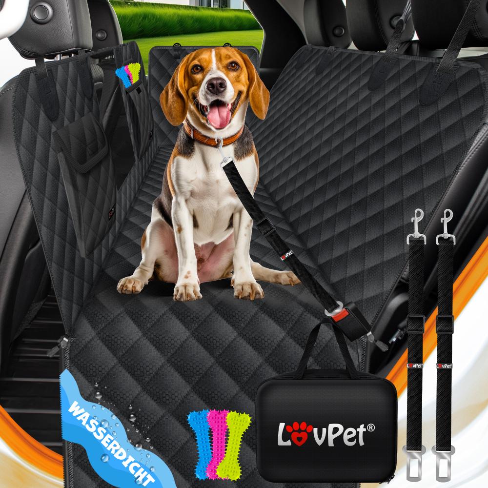 LovPet® 2in1 Hundedecke für Auto Rückbank & Kofferraum mit Seitenschutz und Sichtfenster Kofferraumschutz - Wasserabweisende Hunde Autoschondecke Universal Autoschutzdecke Autodecke Rücksitz Schwarz Bild 1