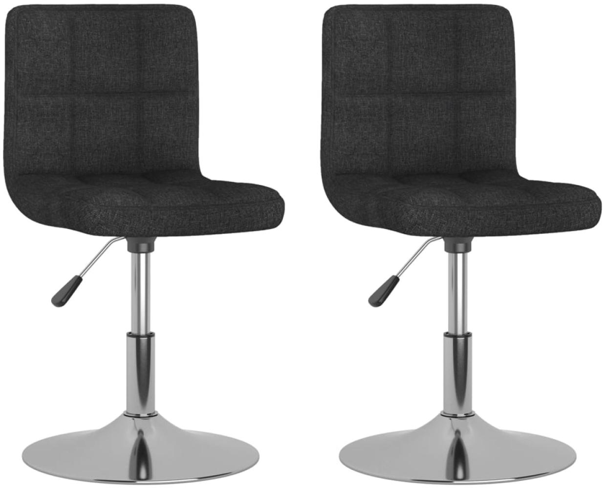 vidaXL Esszimmerstühle 2 Stk. Drehbar Schwarz Stoff, Drehbar [334215] Bild 1