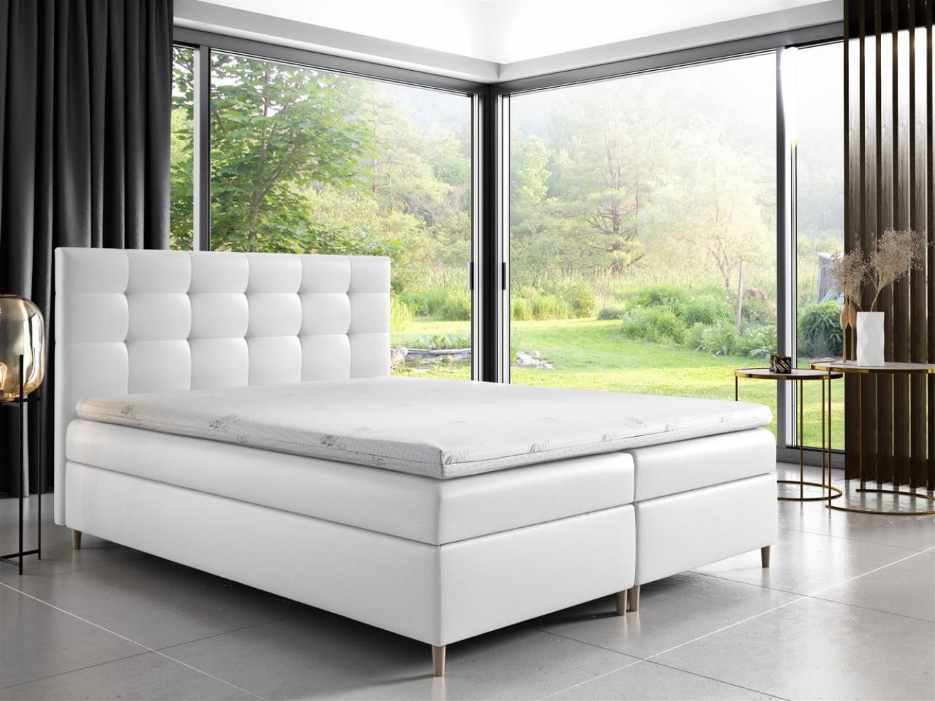 Boxspringbett ARVID 200x200 cm Kunstleder Weiss Bild 1