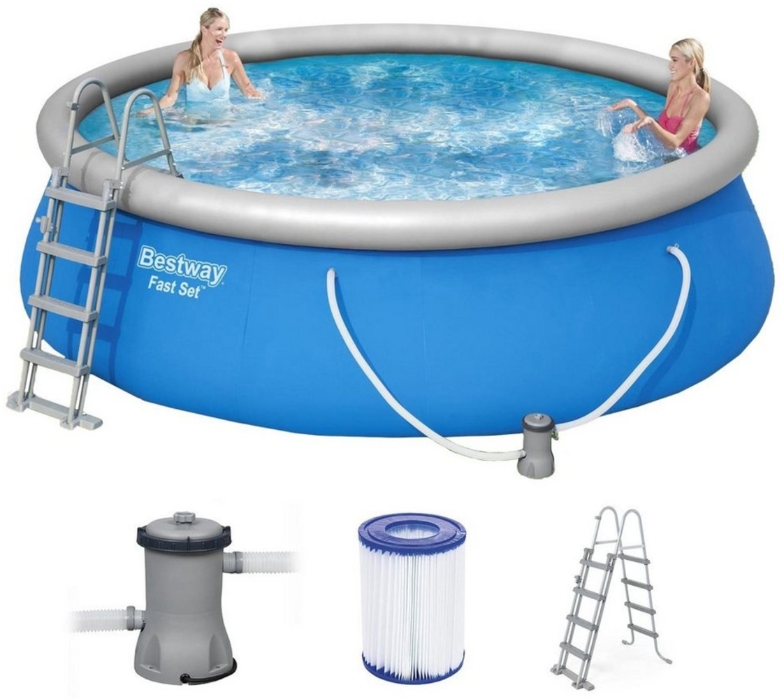 BESTWAY 57289 Fast Set Pool Set rund Filterpumpe Sicherheitsleiter 457x122cm Bild 1
