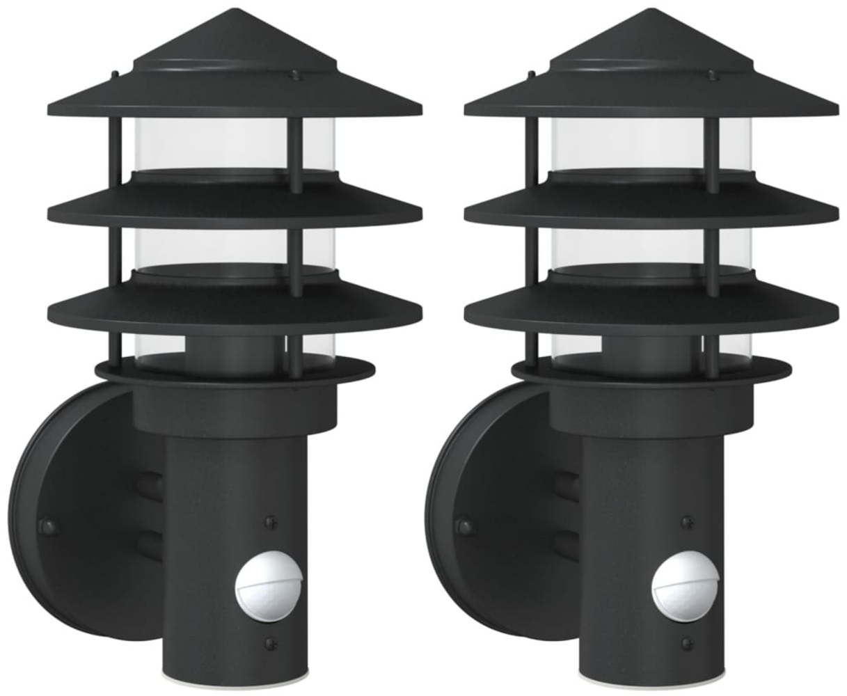 vidaXL Außenwandleuchten mit Bewegungsmelder 2 Stk. Schwarz Edelstahl 4006235 Bild 1