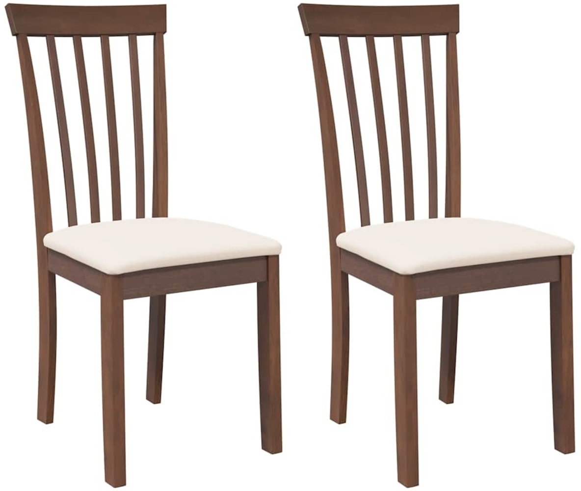 vidaXL Esszimmerstühle mit Kissen 2 Stk. Braun Massivholz Gummibaum 4102387 Bild 1