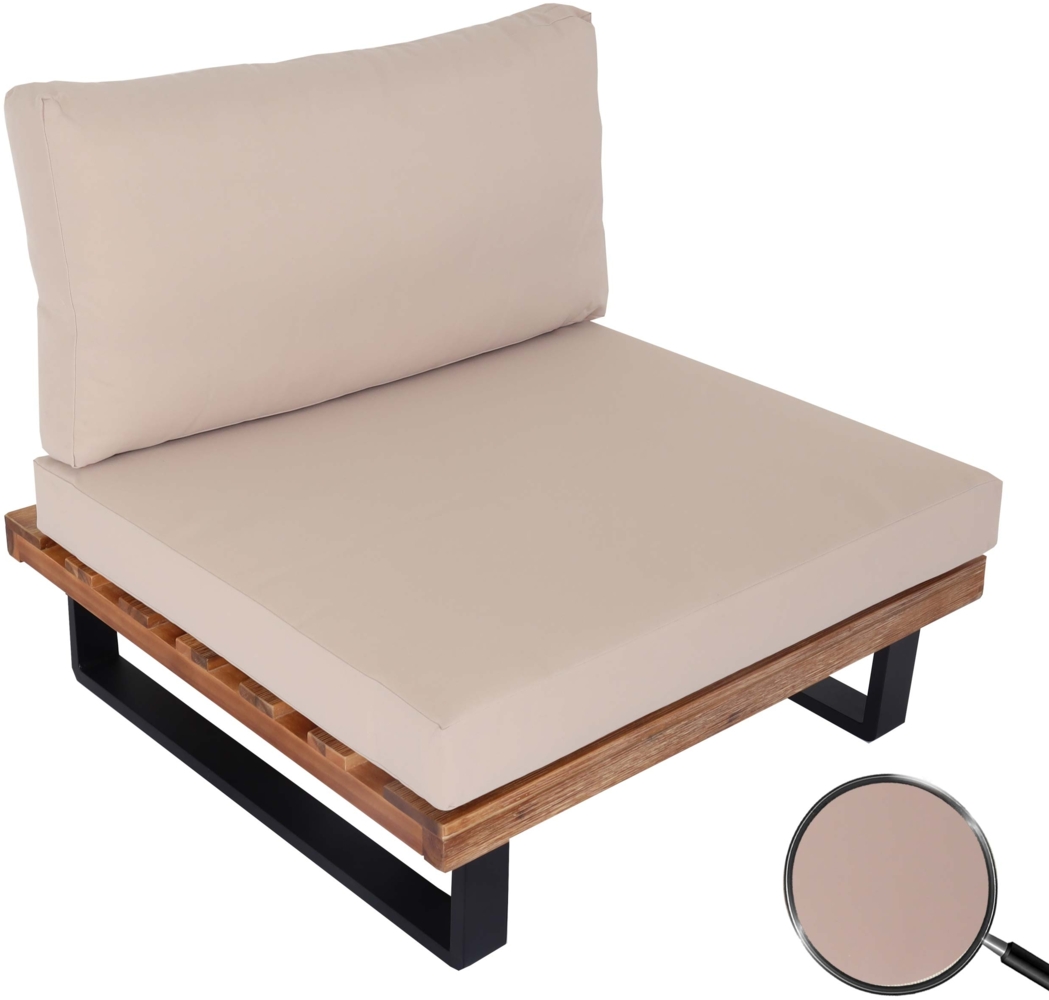 Lounge-Sessel HWC-H54, Garten-Sessel, Spun Poly Akazie Holz FSC®-zertifiziert Aluminium ~ hellbraun, Polster beige Bild 1
