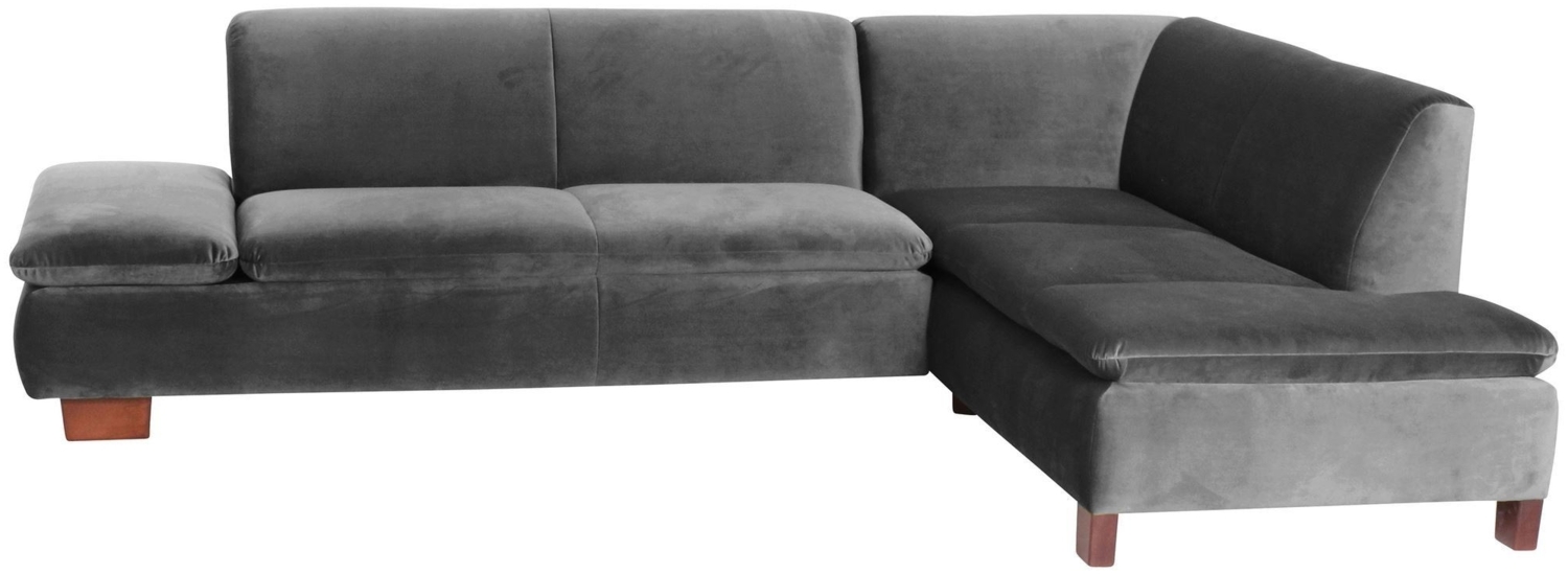 Ecksofa mit Ottomane rechts Kaye Bezug Samtvelours Buche nussbaum dunkel / anthrazit 23075 Bild 1