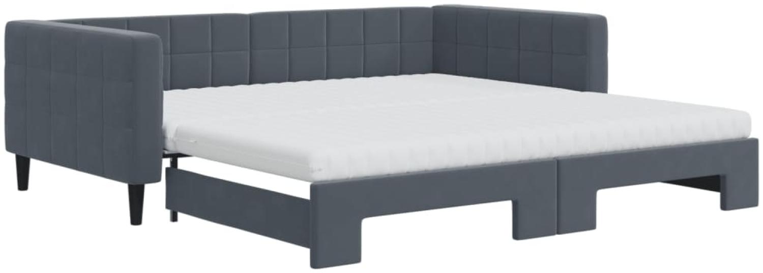 vidaXL Tagesbett Ausziehbar mit Matratzen Dunkelgrau 100x200 cm Samt 3196723 Bild 1