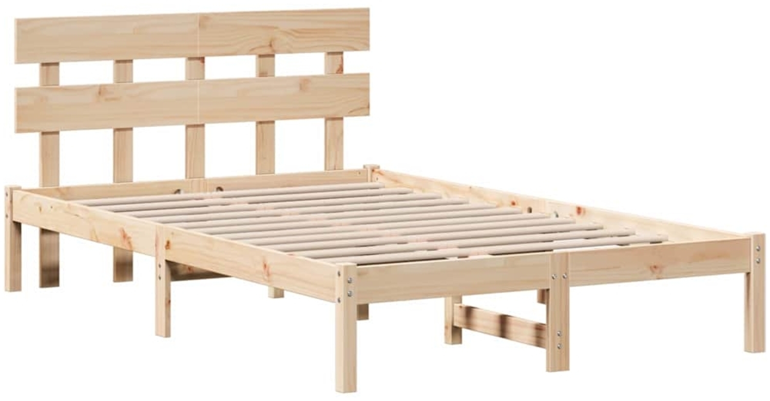 vidaXL Bettgestell mit Kopfteil Braun 120 x 190 cm Massivholz Kiefer 872167 Bild 1