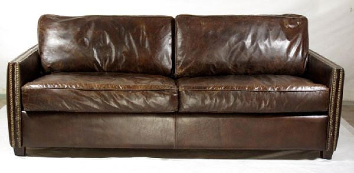 Clubsofa Rust 3-Sitzer Leder Vintage-Cigar Bild 1