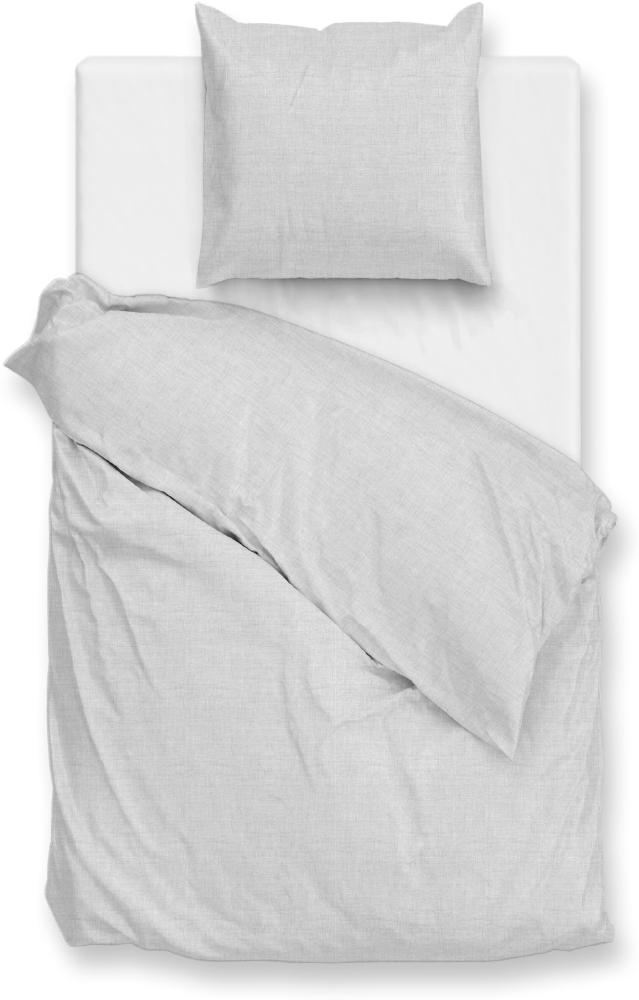 Zo! Home Flanell Bettwäsche 135x200 Flanella di Lino Dove Grey uni Melange silber Bild 1