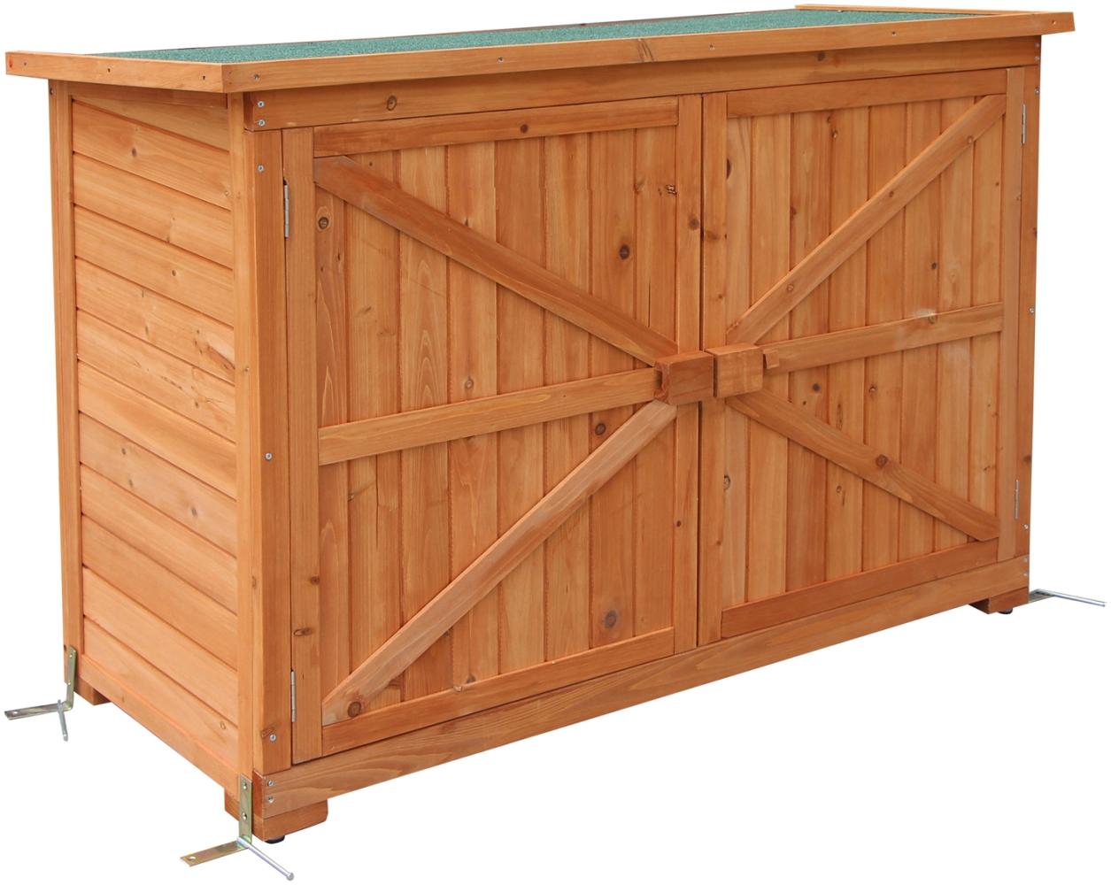 MCombo Gartenschrank Geräteschuppen Werkzeugschrank 1280, Outdoor-Schrank Gartenbox, aus Holz, Natur, 50 X 128 X 88 cm Bild 1