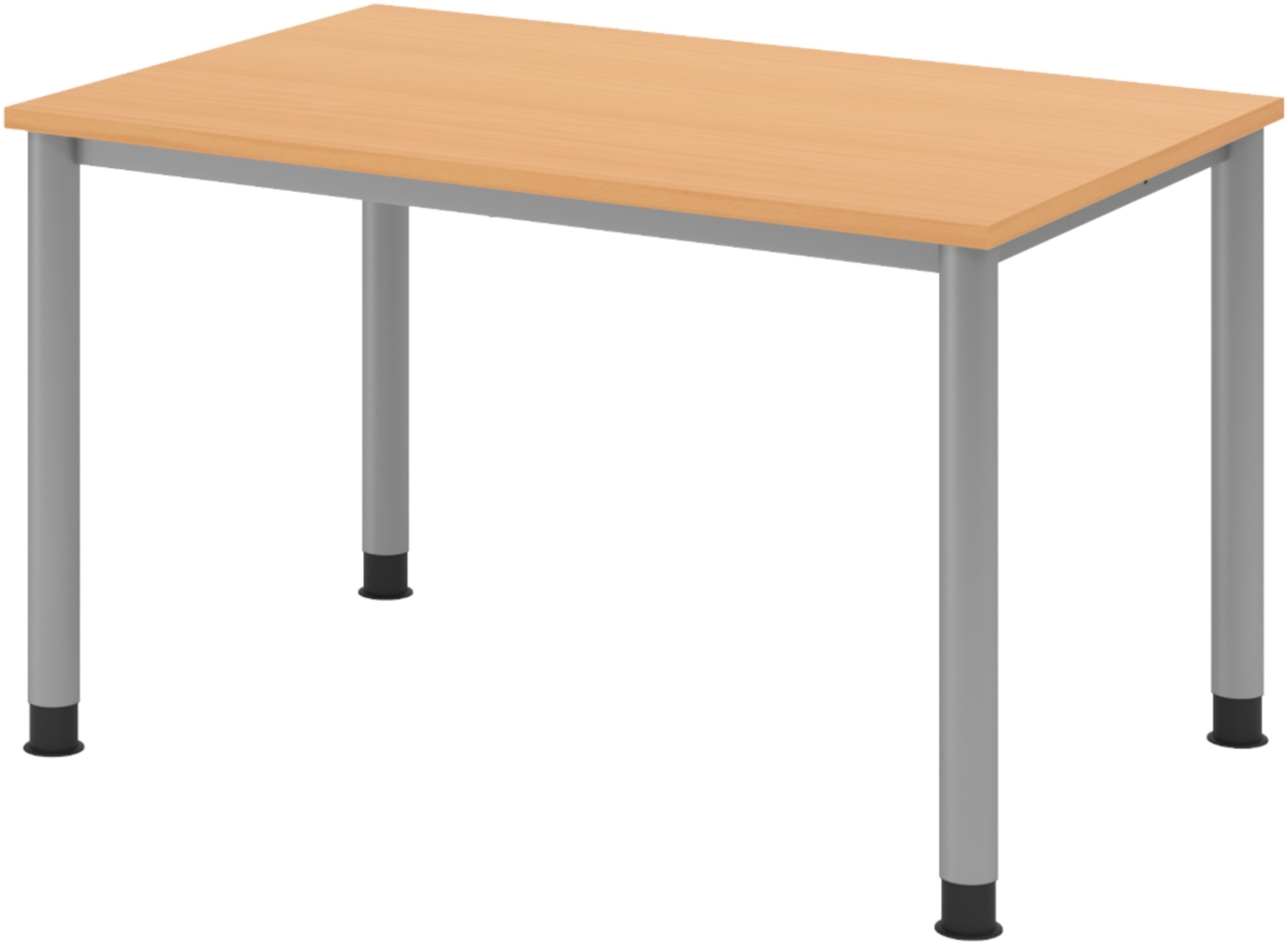 bümö höhenverstellbarer Schreibtisch H-Serie 120x80 cm in Buche, Gestell in Silber - PC Tisch klein für's Büro manuell höhenverstellbar, Computertisch verstellbar, HS-12-6 Bild 1