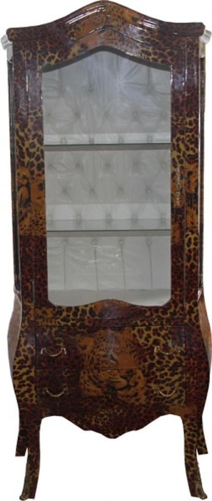 Casa Padrino Barock Vitrine Leopard - Vitrinenschrank - Wohnzimmerschrank Bild 1