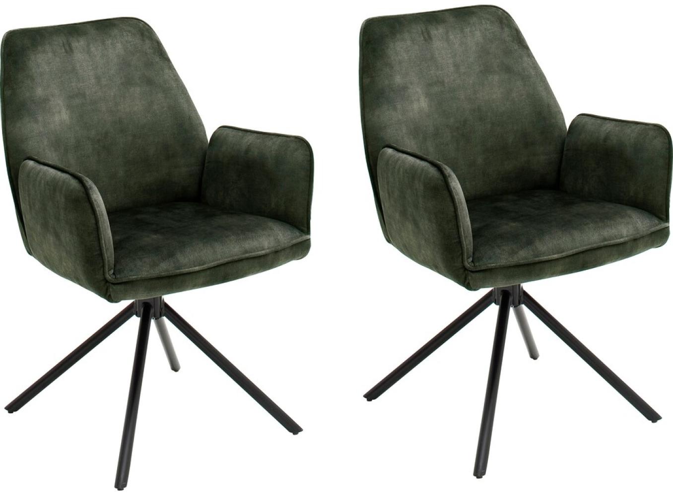 Polsterdrehstuhl >Ottawa< (2-er Set) in Olive aus Metall - 60x89x64cm (BxHxT) Bild 1