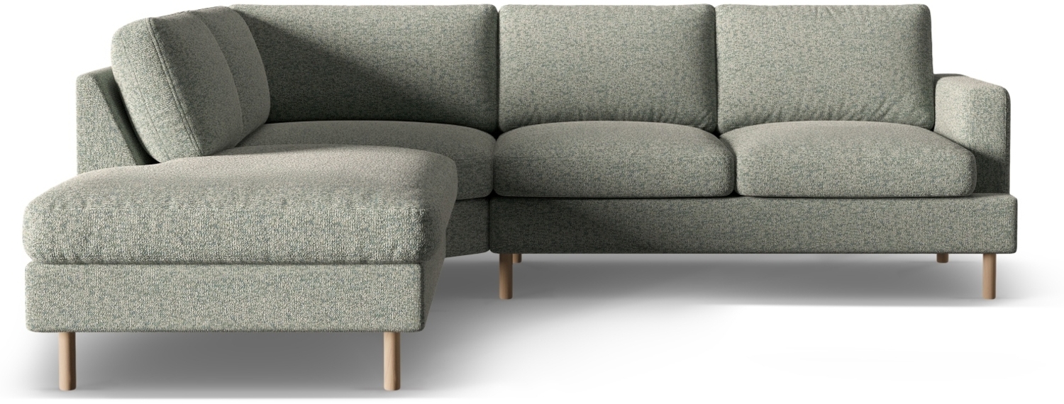Micadoni Symmetrisches Ecksofa Aliya 5-Sitzer Links Strukturierter Stoff Moßgrün Melange Bild 1