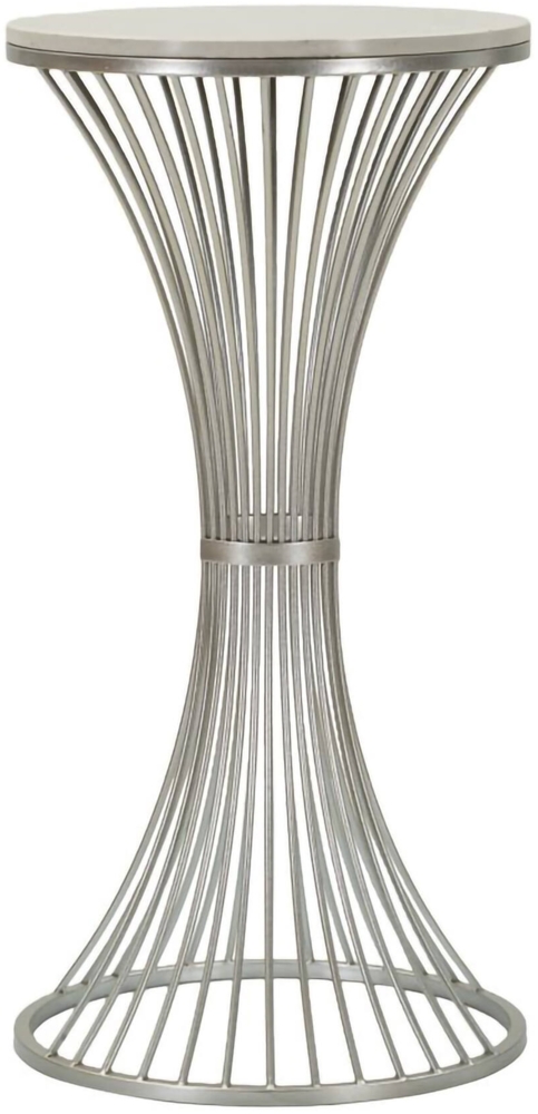 Dmora Wohnzimmertisch Merli, Niedriger Wohnzimmertisch, Kaffeeregal, Couchtisch für Sofa, Silber, 40x40 h79 cm Bild 1