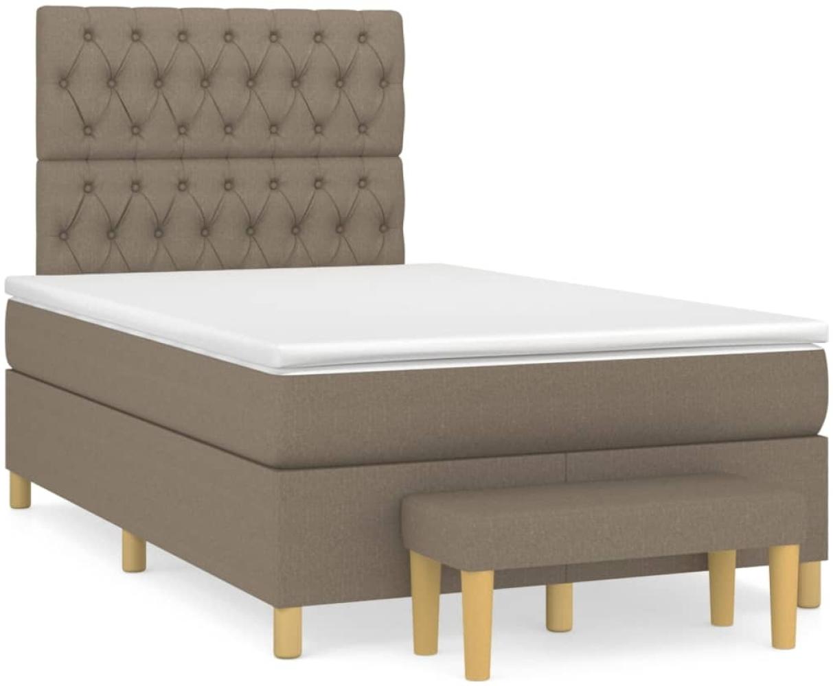 vidaXL Boxspringbett mit Matratze Taupe 120x200 cm Stoff, Härtegrad: H2 [3137385] Bild 1