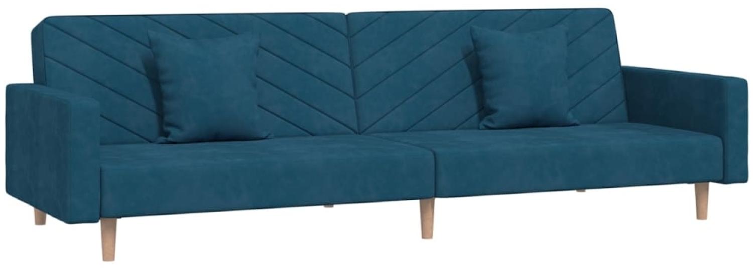 vidaXL Tagesbett 2-Sitzer mit 2 Kissen Blau Samt [337627] Bild 1