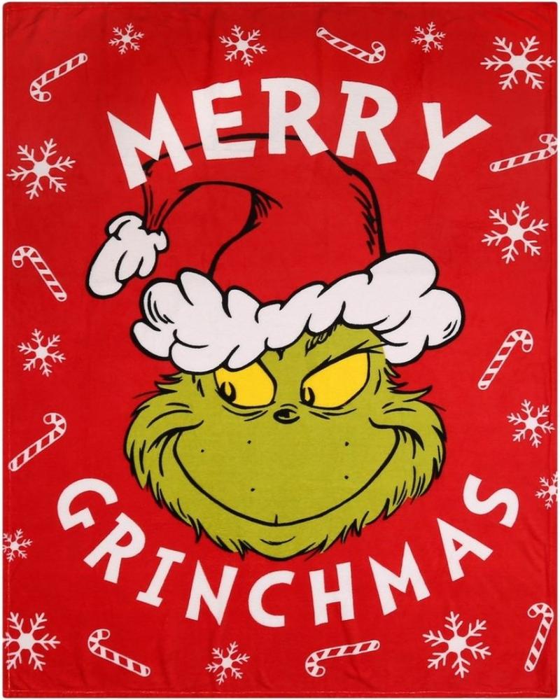 Sarcia. eu Bettüberwurf Grinch roter Überwurf/Decke 130x160 cm Bild 1