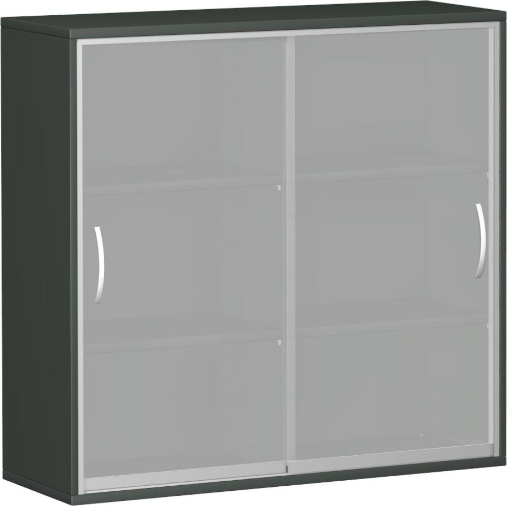 Schiebetürenschrank mit satinierten Glas-Schiebetüren, 120x42x115cm, Graphit Bild 1