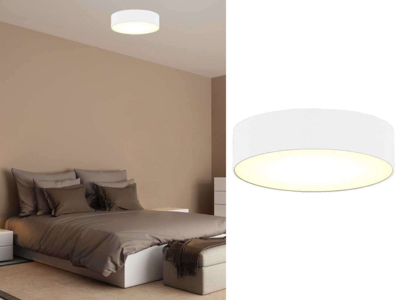 smartwares LED Deckenleuchte, Dimmfunktion, LED wechselbar, Warmweiß, mit Stoff Lampen-schirm Weiß, Design-klassiker für Treppenhaus, Ø 30cm Bild 1