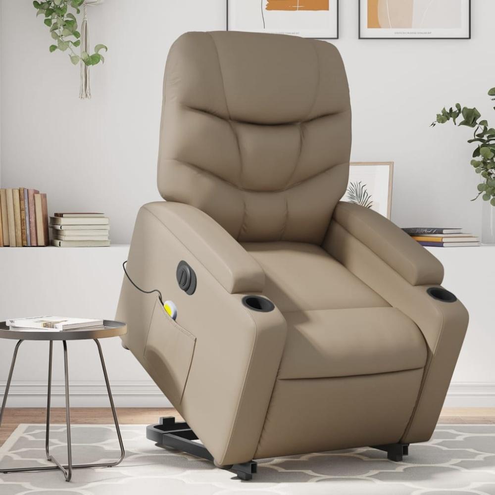 vidaXL Massagesessel mit Aufstehhilfe Elektrisch Cappuccino Kunstleder 3204685 Bild 1