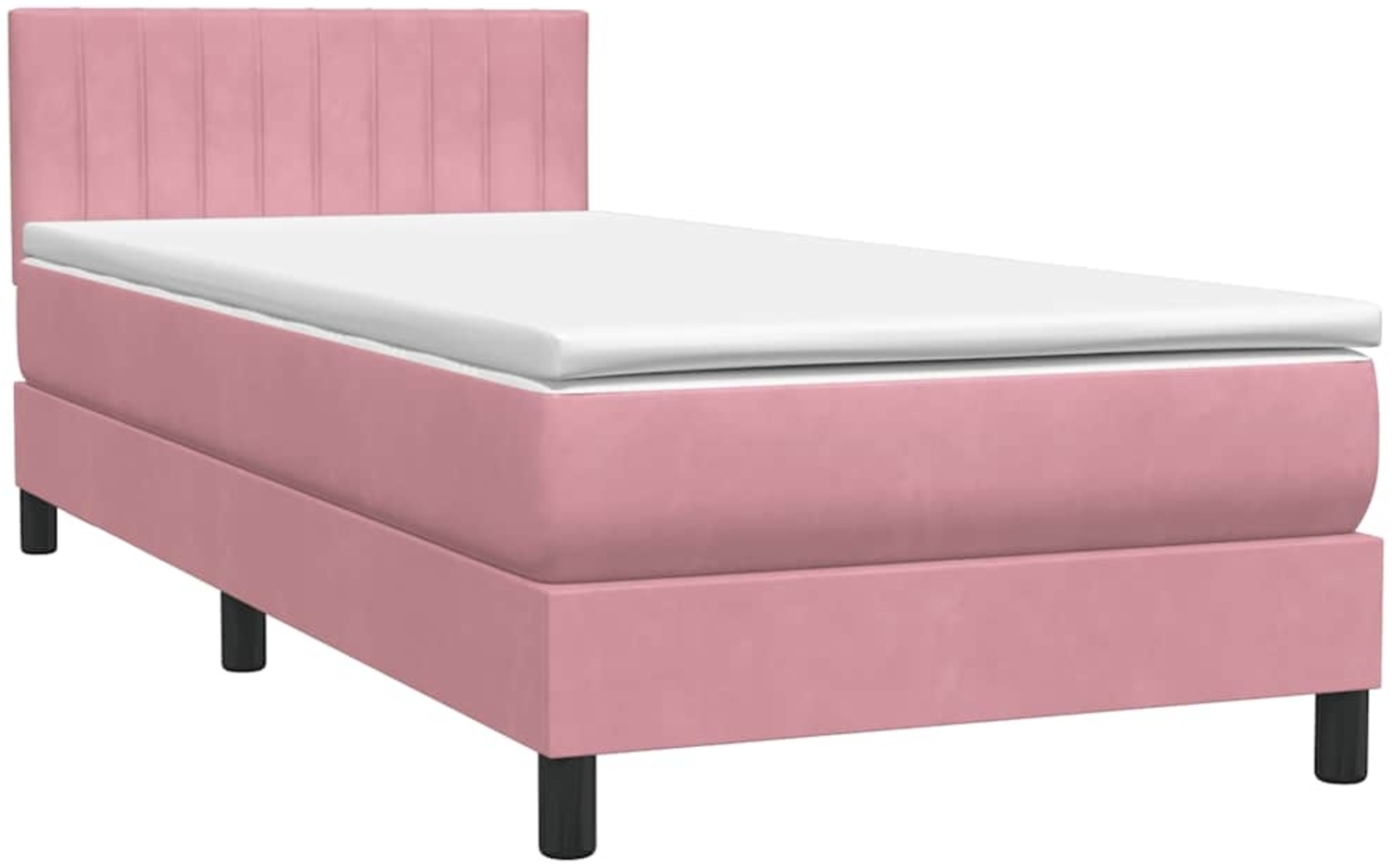 vidaXL Boxspringbett mit Matratze Rosa 80x220 cm Samt 3316430 Bild 1