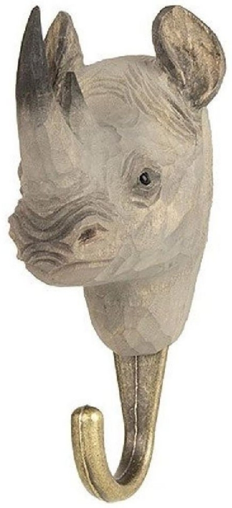 Wildlife Garden Kleiderhaken Kleiderhaken aus Holz - Nashorn, Tierkopf Bild 1