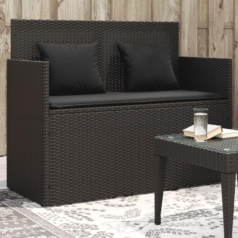 vidaXL Gartenbank mit Kissen Schwarz Poly Rattan 365761 Bild 1