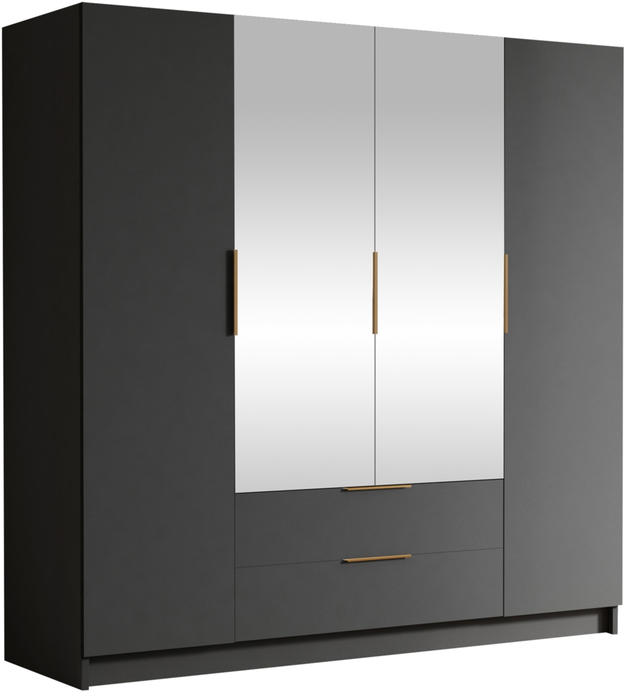 Kleiderschrank Sozor II (Farbe: Schwarz / Schwarz + Gold) Bild 1