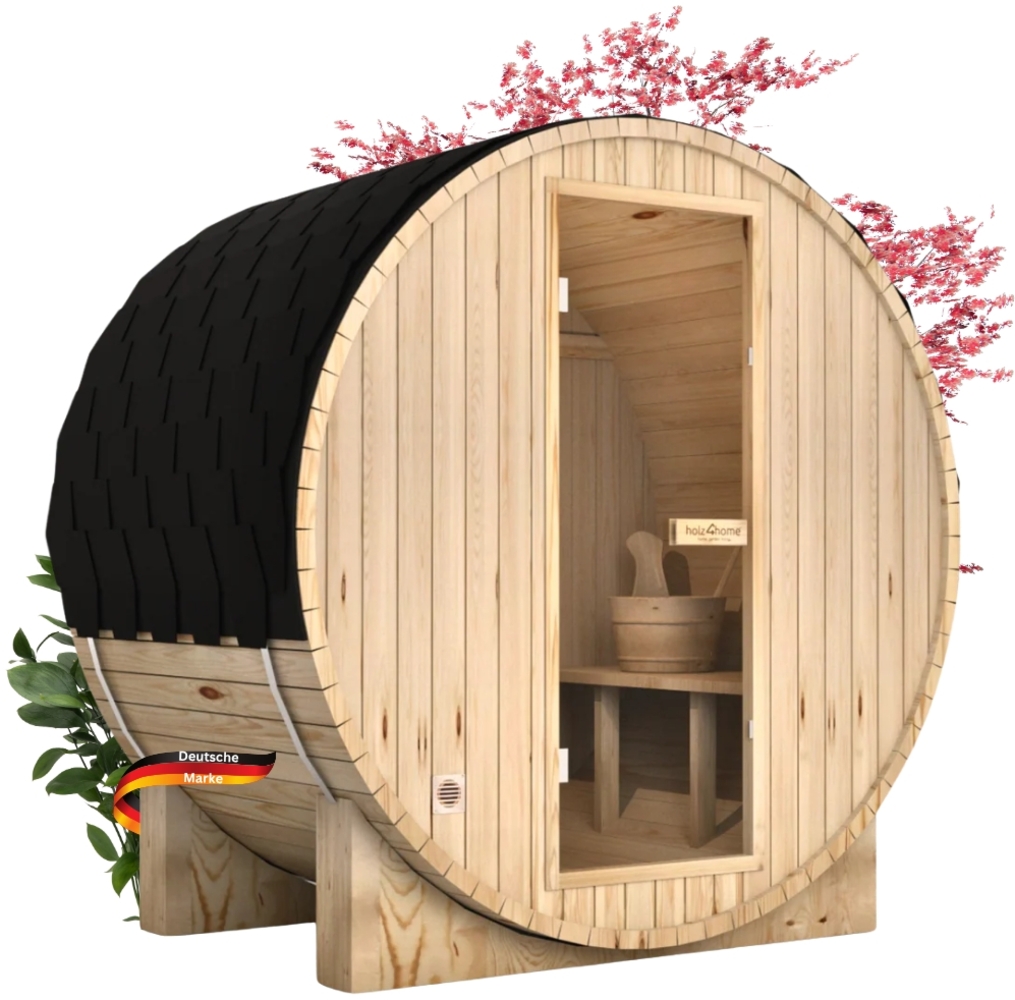 DELUKE® Fasssauna Outdoor mit Elektroofen PIET - für 2 Personen, inkl. Saunazubehör | Außensauna Gartensauna Saunafass | Selbstmontage Bild 1