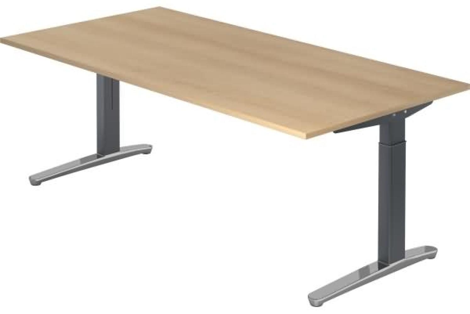 'XB2E' Schreibtisch C-Fuß poliert 200x100 cm Eiche Graphit Bild 1