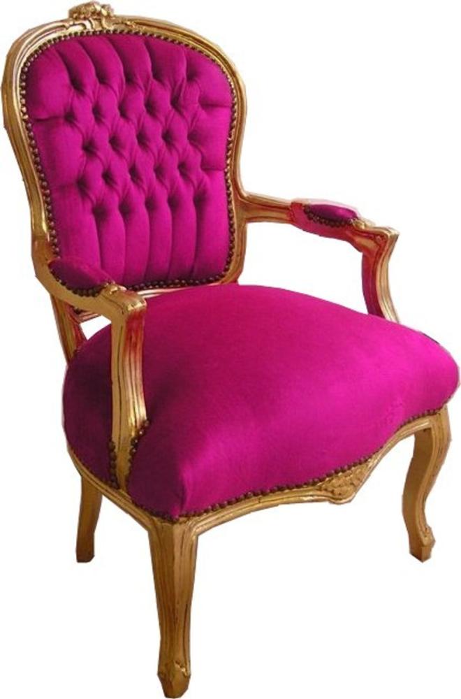 Casa Padrino Barock Salon Stuhl Rosa / Gold Bild 1