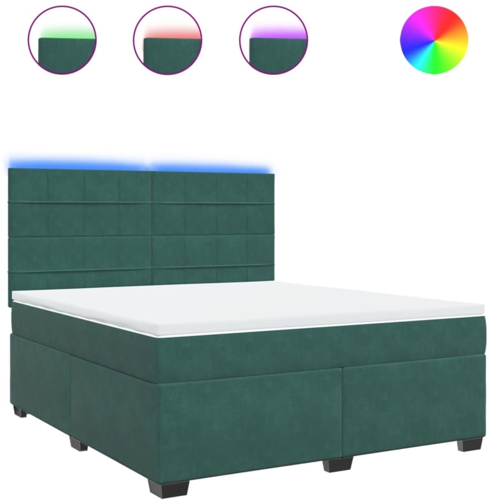 vidaXL Boxspringbett mit Matratze Dunkelgrün 180x200 cm Samt 3293281 Bild 1
