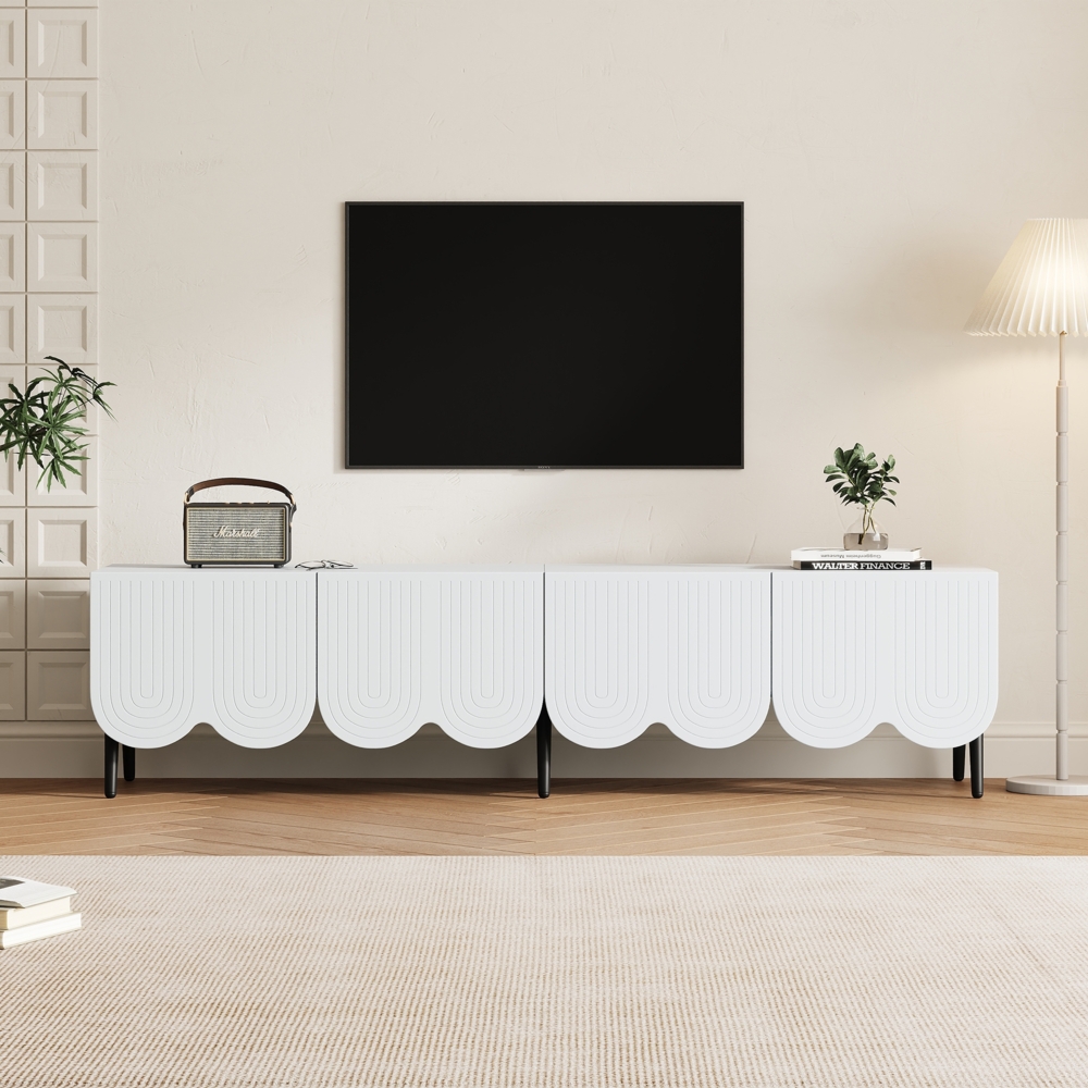 Merax Moderner TV-Schrank in Weiß mit einzigartigem Muster – 180 x 40 x 45 cm, Für Fernseher bis 80 Zoll Bild 1