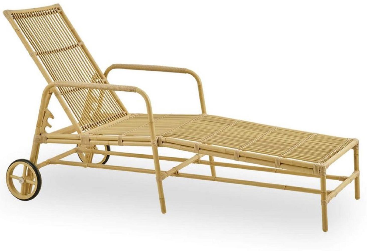 Casa Padrino Luxus Gartenliege Naturfarben 200 x 73 x H. 97 cm - Moderne Wetterbeständige Liege mit verstellbarer Rückenlehne und Armlehnen - Poolliege - Garten Hotel Pool Möbel - Luxus Qualität Bild 1