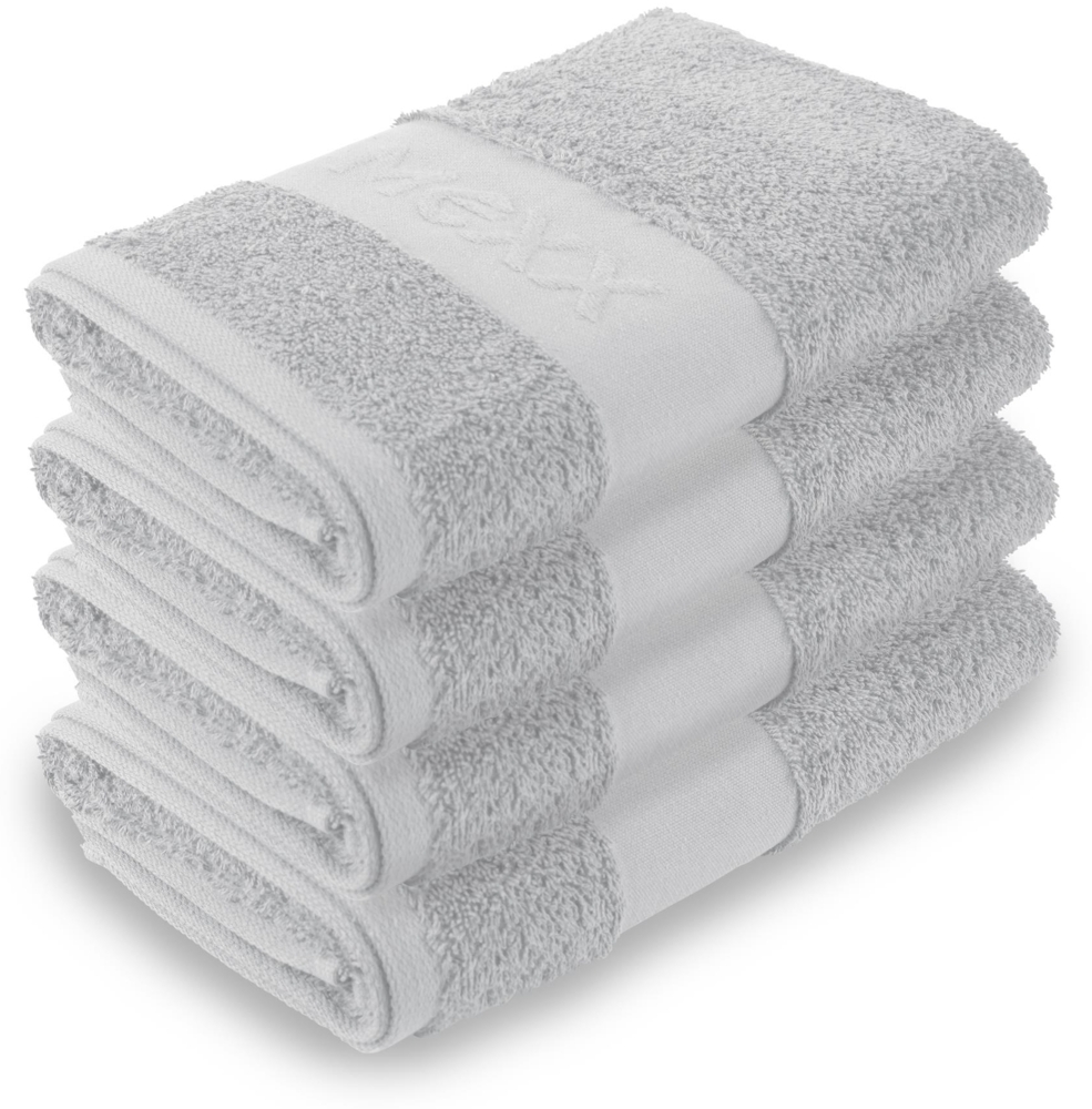 Mexx Handtuch ( 4er Pack / Hellgrau ) 50x100cm, 100% Baumwolle - ÖKO-Tex , Saunatuch Premium Qualität 450gr/m², super saugfähig, schnell trocknend Bild 1