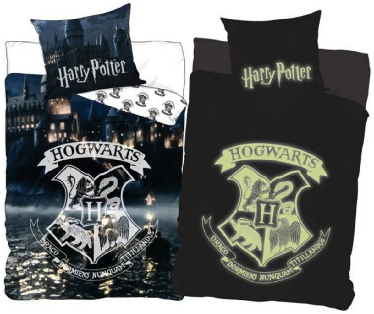 Harry Potter Bettwäsche Harry Potter Glow in the Dark 2tlg Bettwäsche Set 135x200 80x80, 2 teilig, 100% Baumwolle Bild 1