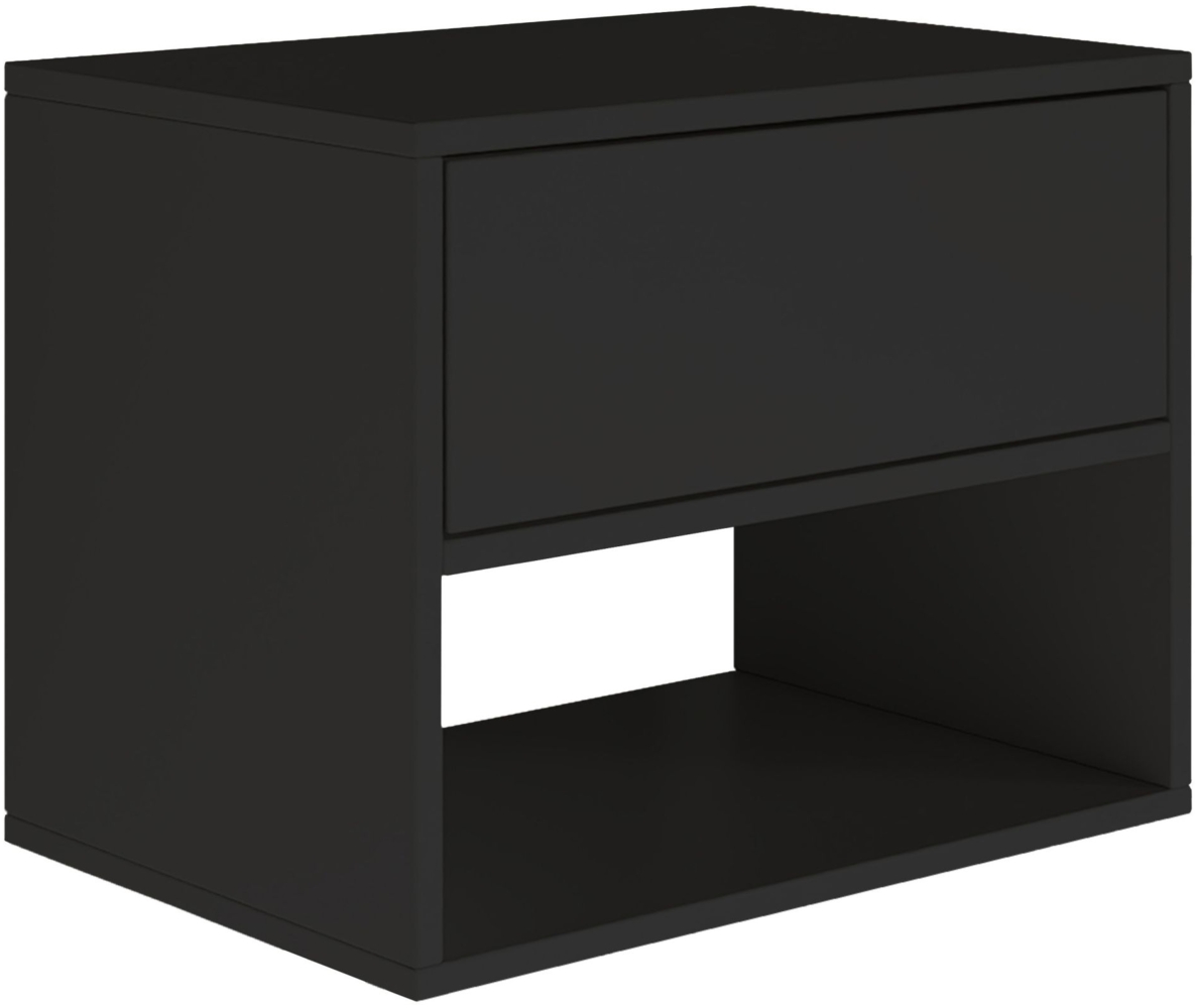 Selsey 'Framme' Nachttisch hängend mit Schublade und Fach, Schwarz, 50 cm Bild 1