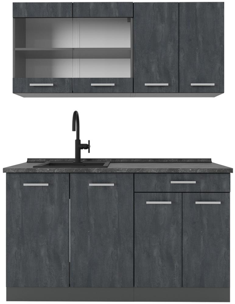 Vicco Singleküche R-Line 140 cm Schwarz Beton Anthrazit ohne Arbeitsplatte Bild 1