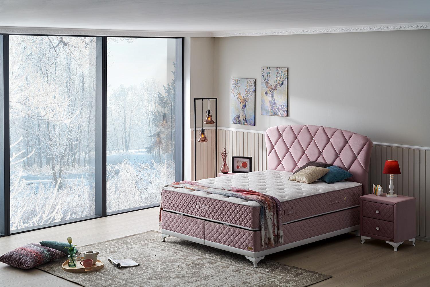Bambi Yatak Bambi Bett Pinky Boxspring 120x200 cm Ohne Nacht kommode Bild 1