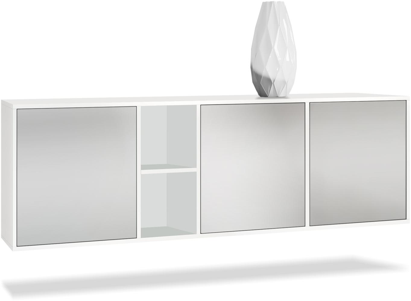 Vladon Kommode Cuba - Weiß matt/Hellgrau seidenmatt - Modernes Sideboard für Ihr Wohnbereich - (BxHxT) 182 x 53 x 35 cm Bild 1